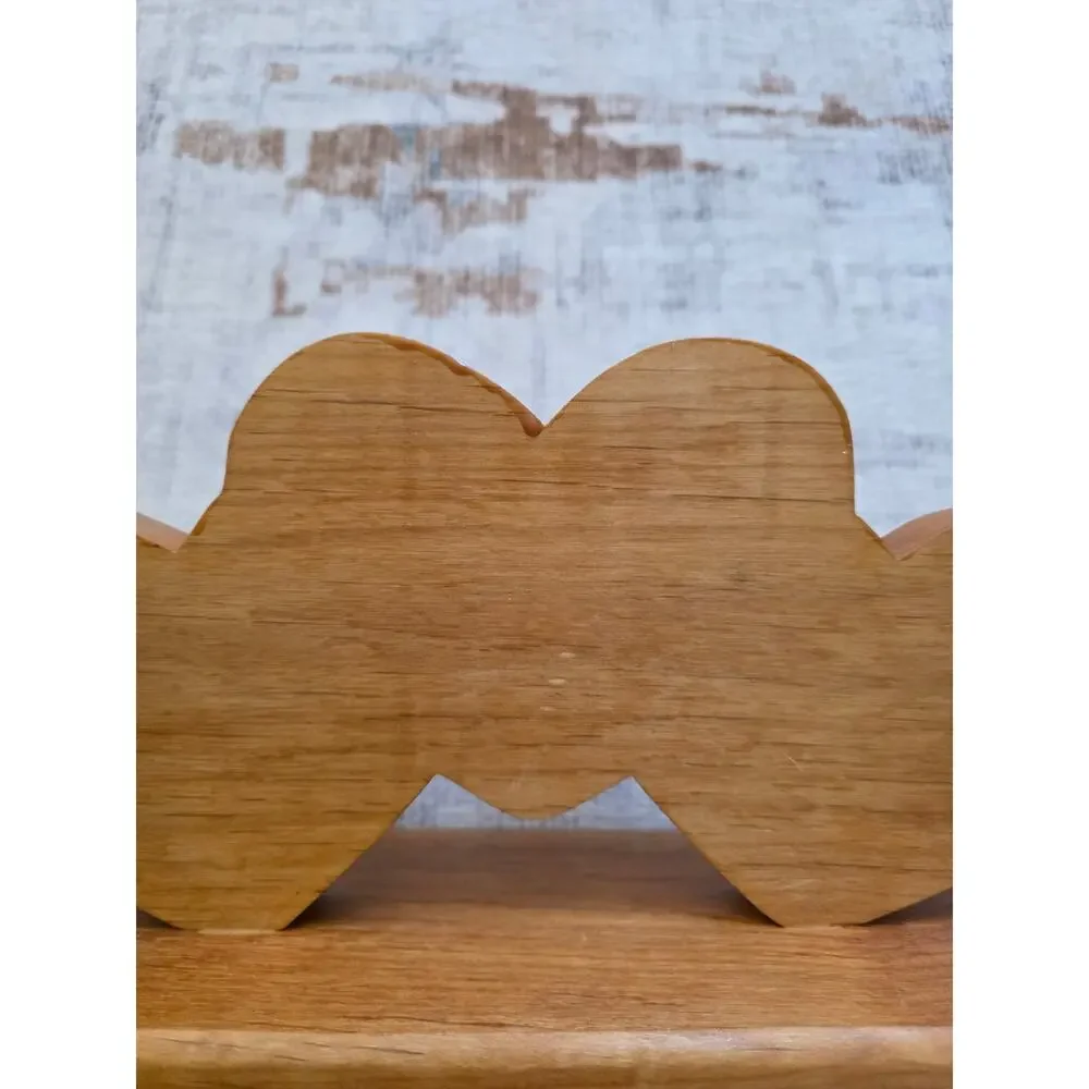 VTG Homemade Handmade Wooden Hearts Candle Holder Rustic Primitive Wedding READ